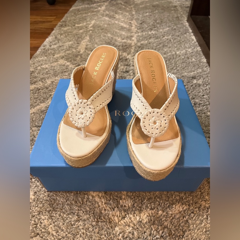 NIB Jack Rogers White Leather Sandals 6